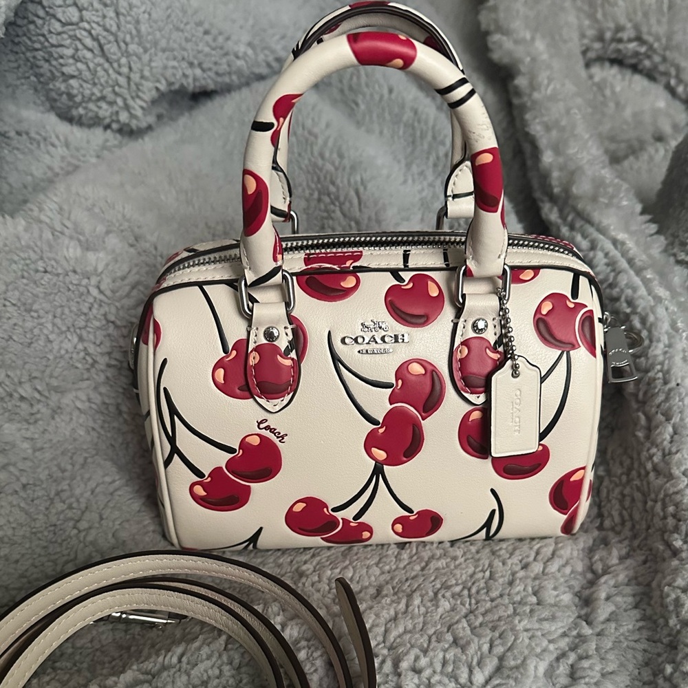 COACH Mini Rowan Crossbody with Top Handle Bag With Cherry Print - Picture 4 of 13